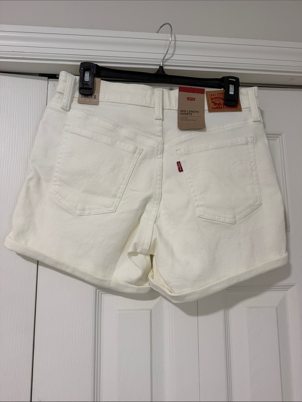 Levi's White Mid-Length Denim Shorts - Women's